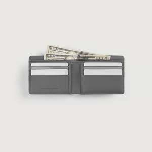 Voren Bi-fold Lady Wallet <b>Grey</b> Leather RFID Feature Genuine Leather Polyester Canvas Lining Open Closure Printed Style Short - Product Image 5