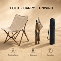 Chaise papillon pliable portable pour le camping, le pique-nique, la pêche, la plage, le jardin, les loisirs en plein air, dossier haut, 27 pouces, 32 pouces, kaki, noir