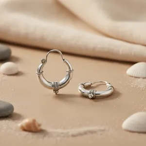 Pendientes de Aro Geométricos de Plata de Ley 925, Diseño Moderno, Unisex, para Uso Diario, Certificados por Terceros - Product Image 2