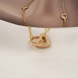 Pendentif coeur et solitaire en or massif 14 carats pour femme Bijoux fantaisie Nelace avec breloques Moissanite - Product Image 3