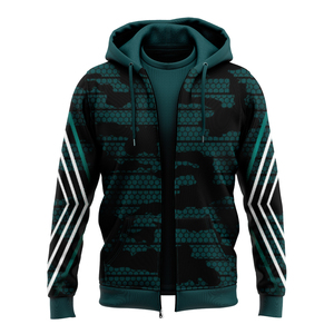 Sudadera con capucha completa de poliéster personalizable para hombre, con cremallera completa y sublimación. - Product Image 5