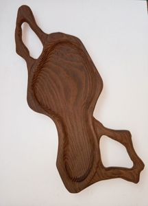 Plateau de service en bois asymétrique en noyer sculpté, ensemble de plateaux de service, plateaux à collation profonds - Product Image 6