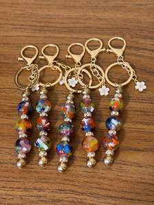 Beaded Keychains Colorful Bead Keychain or Pearl Keychain Handmade Bag Charm Cute Gift for Women <b>Key</b> <b>Ring</b> with Beads - Product Image 2