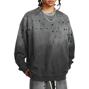 เสื้อสเวตเตอร์โอเวอร์ไซส์สำหรับผู้ชายผ้าคอตตอนผ้าเกล็ดปลาเสื้อสเวตเชิ้ตสำหรับผู้ชายซักเป็นกรดสำหรับผู้ชายใส่100% โลโก้ได้ตามต้องการ - Product Image 1