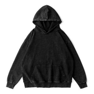 Sweat à capuche unisexe avec poches kangourou oversize délavé à l'acide Pull streetwear vintage en coton et polyester gris pour l'hiver - Product Image 5