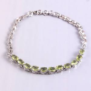 สร้อยข้อมือเทนนิสเพอริดอทธรรมชาติ925เครื่องประดับเงินสเตอร์ลิงสร้อยข้อมือพลอยขนาด6X4มม. รูปไข่ของขวัญสำหรับแม่ - Product Image 5