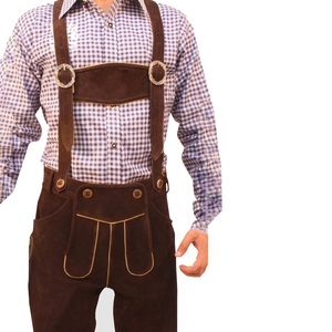High Quality Durable Leather Made Bavarian Casual Mid Waist Shorts for Men's German Style Pakistan Made Customize Cowhide - Product Image 3