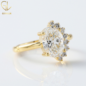 Bague de fiançailles Halo en diamant de laboratoire de taille ovale certifiée IGI, bague solitaire classique au prix de gros - Product Image 2