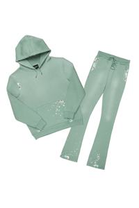 Survêtement deux pièces pour hommes, survêtement ajusté personnalisé OEM, style décontracté à imprimé streetwear évasé pour la saison hivernale - Product Image 4