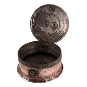 Handmade Indian Large <b>Decorative</b> Mughal Round Copper <b>Box</b> <b>with</b> <b>Lid</b> Sculptures Figurine Home Decoration Gift Items SND-348 - Product Image 3