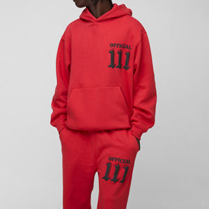 Alta calidad 100% algodón ligero transpirable de gran tamaño chándal con capucha logotipo personalizado impreso invierno conjuntos al por mayor - Product Image 3