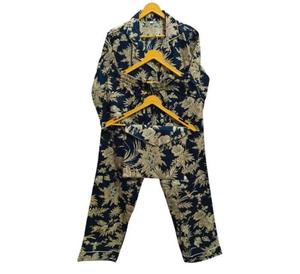 Conjunto de pijamas de algodón con botones para mujer Conjunto de pijama estampado de bloque de mano de algodón indio para noche - Product Image 1