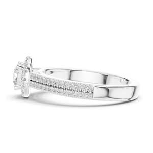 Anillo de Compromiso con Diamante de Laboratorio Redondo Brillante de 0.888 CT con Halo para Mujer, Claridad VVS-VS EF, Oro de 18K, 14K, 10K y Plata 925 - Product Image 6