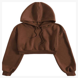 Pantalon de survêtement et haut court à capuche ensemble femmes haute qualité coton fermeture éclair sweats à capuche courts femmes sweat surdimensionné personnalisé - Product Image 1