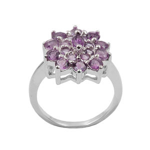 แหวน925ลายดอกไม้เงินสเตอร์ลิงสีขาวประดับพลอยบุษราคัมสำหรับงานแต่งงานงานปาร์ตี้ออกแบบได้ตามต้องการ - Product Image 2