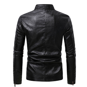 Chaqueta de moto de cuero de alta calidad para hombre, cuello levantado, logotipo frontal, transpirable, secado rápido, servicio OEM para exteriores - Product Image 4