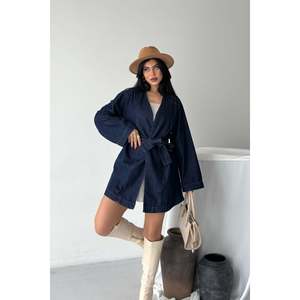 Veste oversize ceinturée 6246 - Style Slap - Bleu marine - Product Image 1