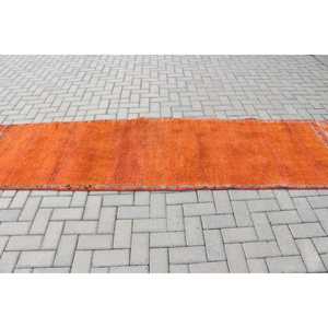 Tapis turc, tapis vintage 2,8x10,4 pieds, tapis en laine Herki orange - Product Image 3