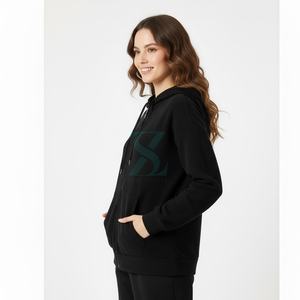 Sweats à capuche avec fermeture éclair réguliers pour femmes Fournisseur d'usine OEM Vente en gros Vêtements de ville d'hiver sur mesure Vêtements d'extérieur Gym Casual Fleece - Product Image 3
