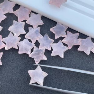 Cuentas sueltas de piedras preciosas Briolette en forma de estrella de cuarzo rosa Natural, cuentas de estrella talladas para suministros de fabricación de joyas - Product Image 5