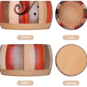 Bol de fil tendance en bois fabriqué à la main support élégant idéal pour exposer le fil et améliorer le décor de l'espace artisanal moderne - Product Image 4