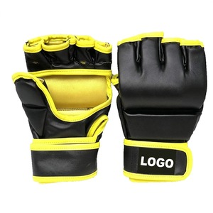 Servicio OEM Hombres Guantes MMA Pakistán Hecho Medio dedo 100% Cuero Humedad Wicking Cierre Guantes DE BOXEO - Product Image 2
