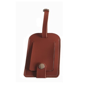 Étiquette de bagage et de sac en cuir de luxe de qualité supérieure avec fermeture à pression en cuir véritable marron de haute qualité - Product Image 1