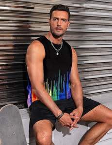 Débardeur d'été de nouveau style pour hommes Stringer tricoté à imprimé décontracté fabriqué au Pakistan avec logo personnalisé et impression graphique-OEM Supply - Product Image 5