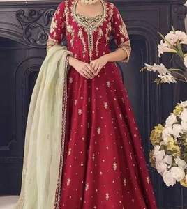 Best Seller tradicional étnico indio paquistaní fiesta desgaste Lehenga Dupatta conjunto Georgette bordado encaje lentejuelas completo Natural - Product Image 1