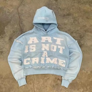 Sweat à capuche à fermeture éclair pour hommes personnalisé col à capuche vieilli délavé à l'acide brodé Streetwear - Product Image 2