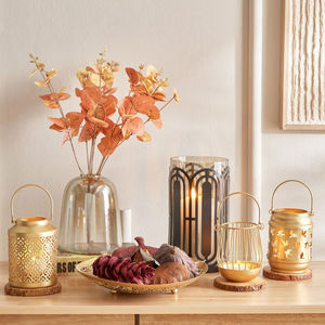 Portavelas Votivo de Metal Dorado Navideño 2025, Diseño Único de Aves Caladas, Linterna Decorativa Colgante Hecha a Mano para Decoración del Hogar - Product Image 5