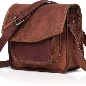 Sac bandoulière vintage en cuir véritable avec fermeture à boucle, sangle simple, couleur marron, pour usage quotidien - Product Image 2