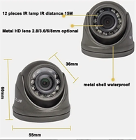 Caméra dôme pour véhicule AHD 1080P | Caméra de recul étanche avec 12 LED IR pour vision nocturne, boîtier métallique, pour autobus scolaire, camion, fourgonnette