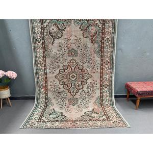 5.7x8.6 ft Rug, Turkish Vintage Large Rug, <b>Brown</b> <b>Wool</b> Rug - Product Image 1