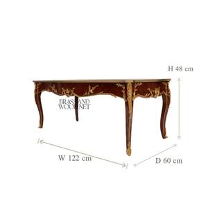 Mesa de Centro de Lujo con Incrustaciones de Madera Hechas a Mano y Elegantes Detalles de Latón para una Decoración Clásica de Sala de Estar - Product Image 5