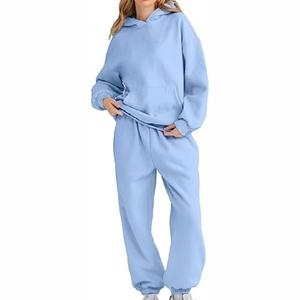 2025 nuevos trajes de chándal estampados para mujer hechos a medida con capucha patrón sólido peso pesado 100% algodón para invierno pedido mínimo 2 uds - Product Image 1