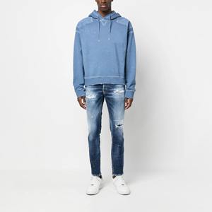 Embroidery Distressed Hoodies Acid Wash Vintage Washed <b>Men</b> <b>Fleece</b> Streetwear Distressed <b>Hoodie</b> - Product Image 2