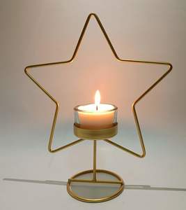 Portavelas de Metal en forma de estrella de Venta caliente para luz de té decoración del hogar de alta calidad para Navidad - Product Image 1