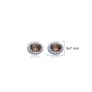 Boucles d'oreilles clous en argent sterling 925, forme ovale, design CZ, pierre Sultanite, fabrication artisanale turque, vente en gros - Product Image 2
