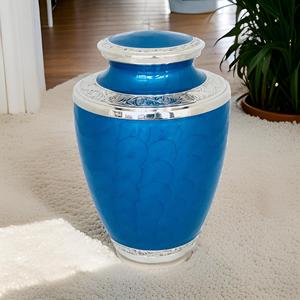 Urna de cremación de Metal azul cobalto extra grande, recuerdo conmemorativo para adultos, cenizas, estilo americano, venta al por mayor, fabricante de suministros funerarios - Product Image 3