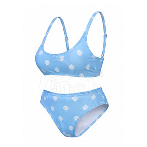 Ensemble bikini femme personnalisé, maillot de bain deux pièces à coupe haute, tissu extensible, tendance, vêtements de plage, collection été pour les vacances et les stations balnéaires - Product Image 2