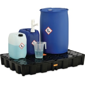 120L Polyethylene <b>Storage</b> <b>Tray</b> with PE Grate L1200xW800xH180mm CEMO Spill Containment - Product Image 3