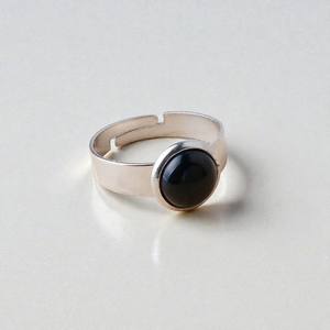 Wholesale 925 Sterling Silver Adjustable <b>Black</b> Obsidian Cabochon <b>Rings</b> | Handmade Gemstone Jewelry - Product Image 1