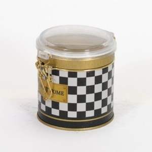 Fermoir en fil métallique 0.5L et couvercle transparent en damier Ø 90x90 boîte ronde en fer blanc pour le rangement de la cuisine - Product Image 3