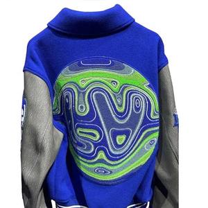 Customized Fashion <b>Crop</b> <b>Top</b> Baseball Coat Loose Casual Letterman Men Patch Polyester Cropped Varsity Jacket - Product Image 3