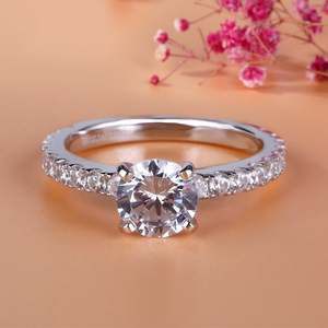 Jeulia <b>Solitaire</b> Round Cut Sterling <b>Silver</b> Engagement <b>Ring</b>-Romantic Rhodium Plated Inlay - Product Image 5