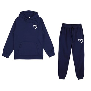 Conjunto de ropa de calle de algodón 100% para mujer, Sudadera con capucha de manga larga y pantalones, traje de chándal activo de terciopelo, conjuntos de dos piezas - Product Image 2