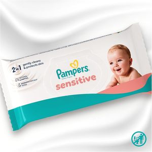 Toallitas Húmedas para Bebé Pampers Sensitive, 624 Toallitas (12 x 52), Sin Perfume, para una Limpieza Suave y Delicada - Product Image 2