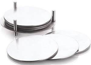 Sous-verres modernes en acier inoxydable de forme ronde Protecteurs de boissons en métal fini élégant pour la décoration intérieure élégante Style classique - Product Image 5