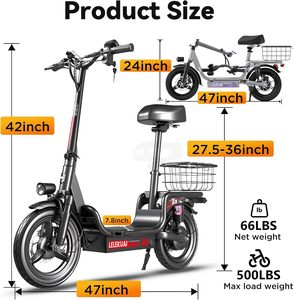 Patinete Eléctrico para Adolescentes, Resistente, con Asiento, 25 MPH, Alcance de 30 Millas, Motor de 720 W, Suspensión Doble, Plegable, Movilidad Eléctrica - Product Image 2